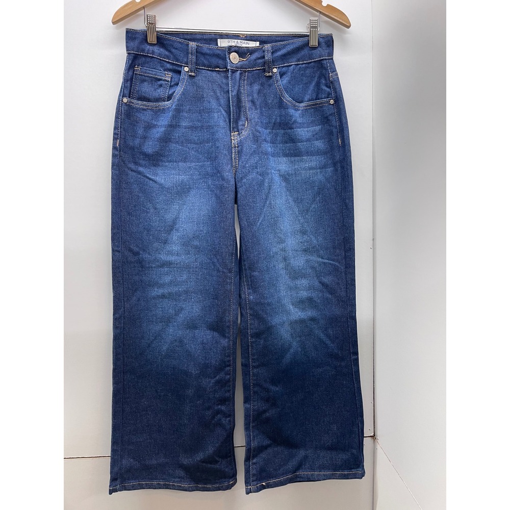 9th & Main Petite Wide Leg Jeans Dark Wash High‎ Rise Denim Size 8P
